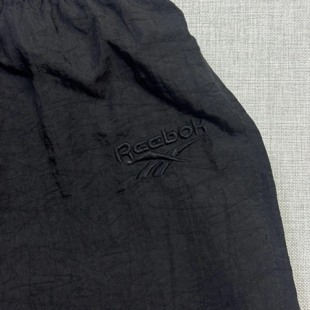Reebok Vintage Windbreaker Track Pants Mens Medium Black Lightweight Drawstring